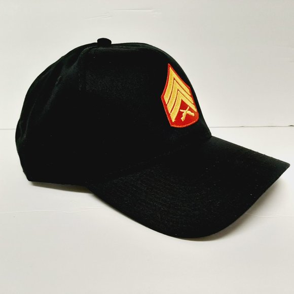 US Marine Corps Sergeant Men's Hat Ball Cap One Size Black 100% Cotton - Picture 3 of 4